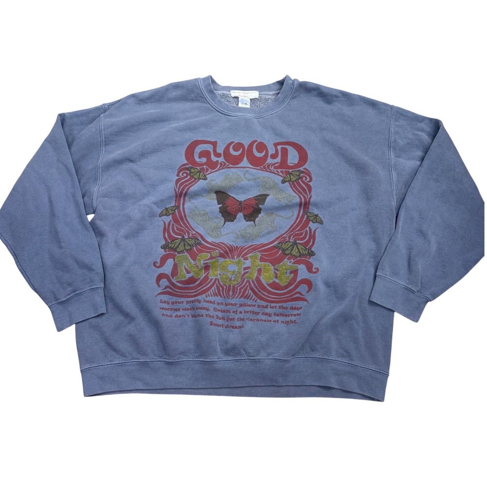Urban Outfitters x Project Social T Sweatshirt Womens L/XL Blue Butterfly